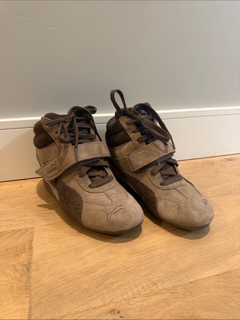 Puma Men's Brown Suede Lace & Strap Sneakers